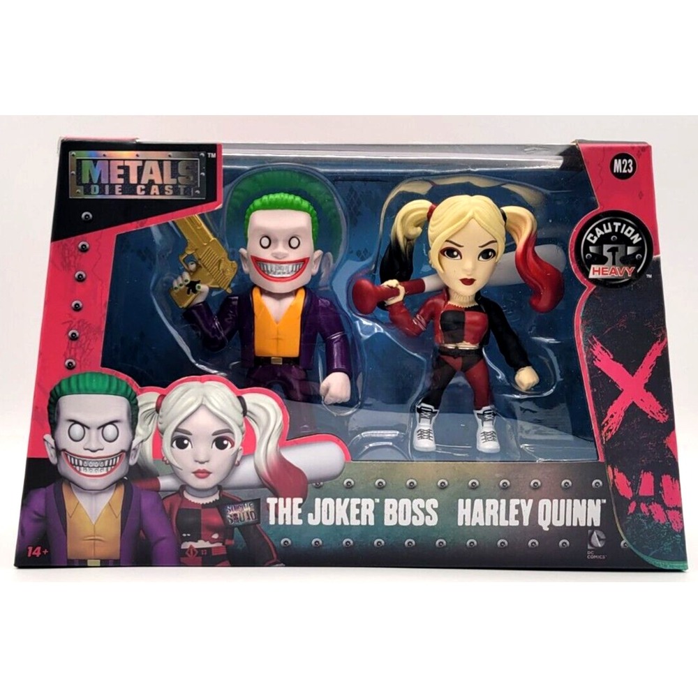 METALS SUICIDE SQUAD THE JOKER BOSS & HARLEY QUINN FIGURES TWIN PACK 4" NEW JADA